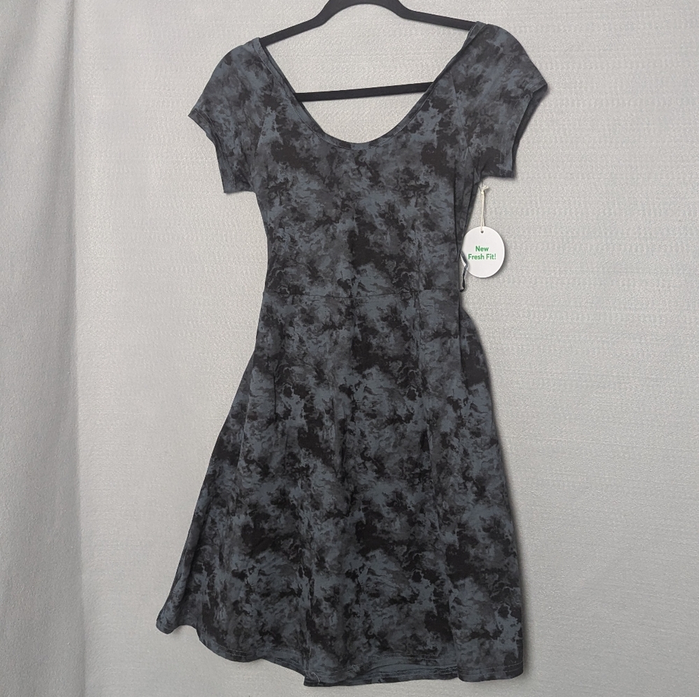 NWT PACT Fit N Flare dark storms dress S